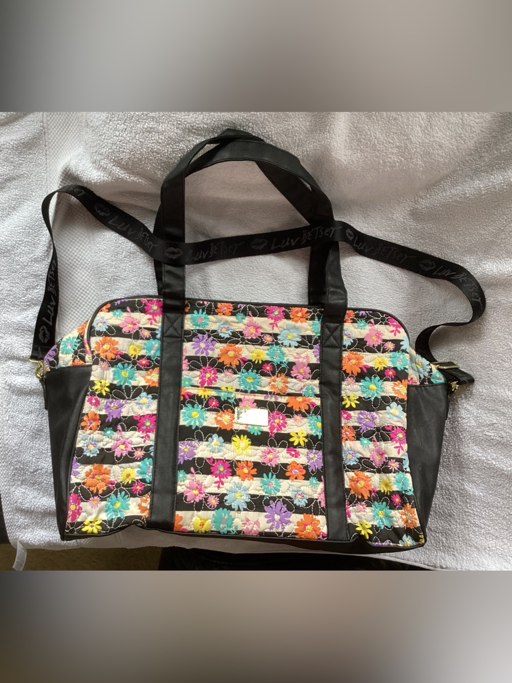 Betsey Johnson Embroidered Quilted Tote